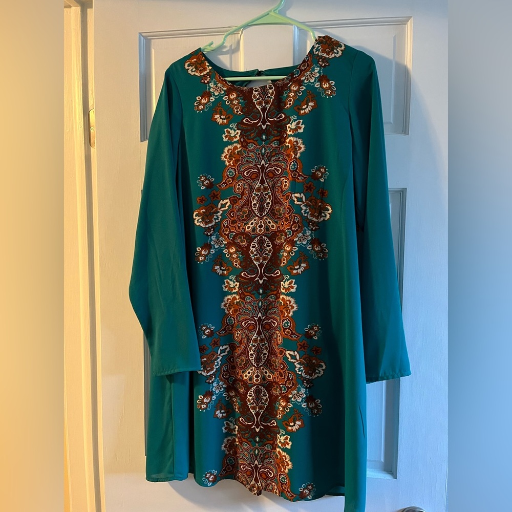 long sleeve bohemian dress Large